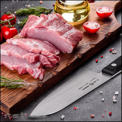 Santoku Knife 6.7-Inch (170mm), 37-Layer VG10 Damascus Hammered Kitchen Chef Knife, High Carbon Stainless Steel Forged Blade