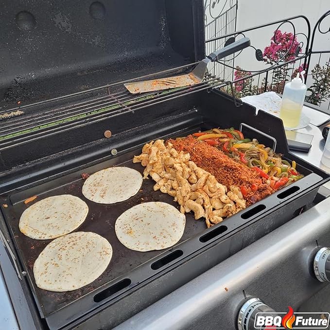 Full Size Griddle Insert for Weber Genesis 300 Series Gas Grills, 7524 Flat Top Grill Griddle Insert with Handles for Weber Genesis E310 E320 S330 EP310 EP320 EP330 CEP-310 Series, Carbon Steel