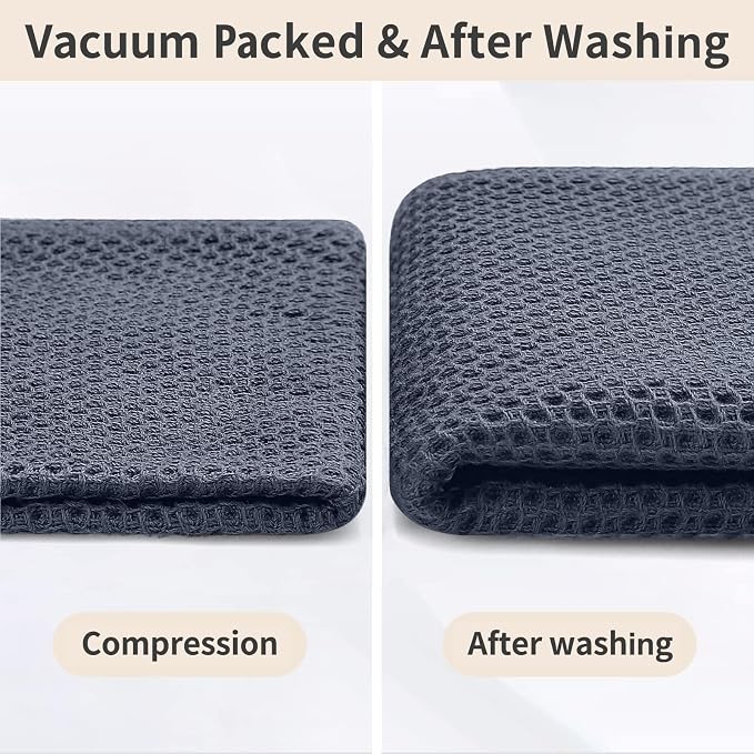 Homaxy 100% Cotton Kitchen Towels and Dishcloths Set, 12 x 12 Inches and 13 x 28 Inches, Set of 16 Bulk Kitchen Towels Set, Ultra Soft Absorbent Dish Cloths for Washing Dishes, Dark Grey