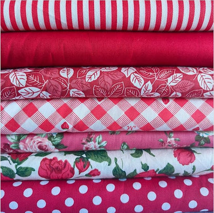 7Pcs 9.8" x 9.8"(25 * 25CM) Cotton Fabric DIY Making Supplies Quilting Patchwork Fabric Fat Quarter Bundles DIY for Quilting Cotton Patchwork Cushions (Square Start Flowers, 9.8" x 9.8")
