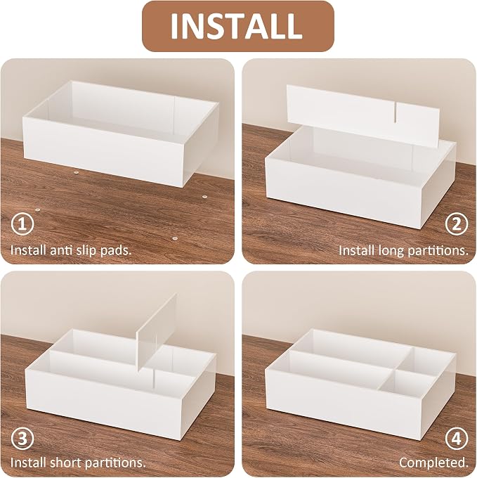 White Coffee Station Accessories Organizer, Countertop Acrylic Coffee Bar Tray for Tea Bags, Condiments, Cups, Jars