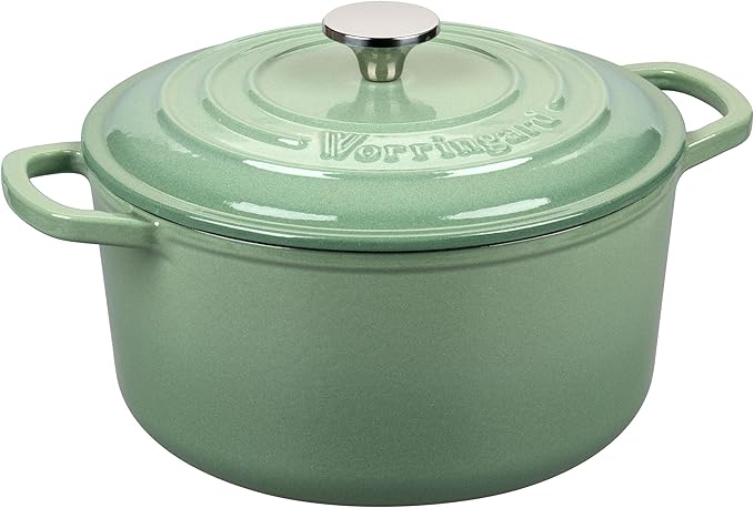VORRINGARD Enameled Cast Iron Dutch Oven Pot with Lid, for Sourdough Bread Baking, Round Dutch Ovens, 6 Quart, Sage green