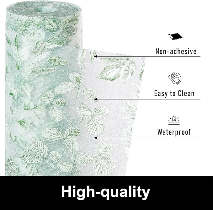 CooyesFridge Liners Shelf Liner for Kitchen Cabinets Refrigerator Liners Waterproof & Oil-Proof Kitchen Cupboard Liner Non Adhesive Drawer Mats EVA Material for Shelves（11.8" W x 360" L）