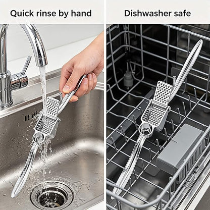 Garlic Press, Zinc Alloy Garlic Ginger Crusher & Mincer Tool Heavy Duty Garlic Mincer & Grinder with Large Chamber Multiple Studs Dishwasher Safe Ergonomic Handle Easy Squeeze Kitchen Essential