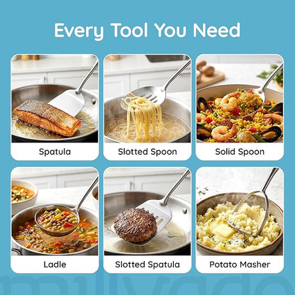 Stainless Steel Slotted Cooking Spoon, 15 Inch Large Metal Chef Strainer Utensil For Cooking, Serving, And Mixing, The #1 Dishwasher Safe Kitchen Tool, Long Spoon With Holes