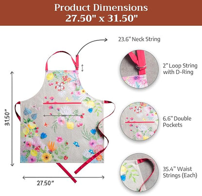Maison d' Hermine 100% Cotton Apron for women with Pocket Kitchen Chef Apron for Men Cooking Spring Summer