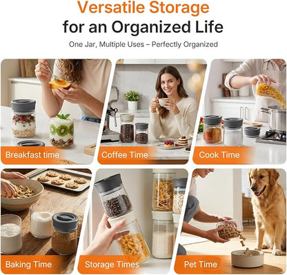 Airtight Coffee Bean Storage Container with Silicone Ring, Twist Seal Glass Storage Jars with lids, 500ml/17oz Wide Mouth Food Jars & Canisters for Coffee Grounds, Creamer, Candy, Flour Sugar