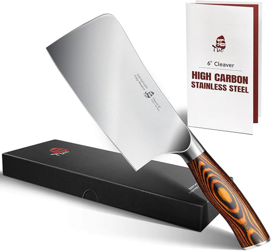TUO Meat Cleaver Knife, 6 inch Sharp Multi-Purpose Chopper for Meat Vegetable Cutting, German High Carbon Steel Butcher Knife with Pakkawood Handle