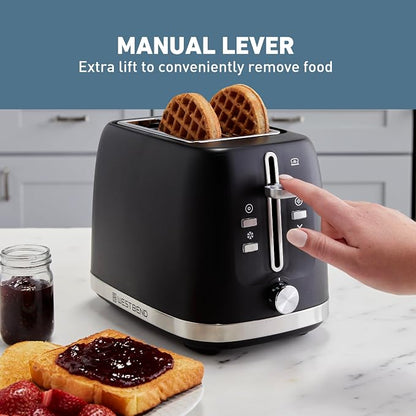 West Bend Toaster 2-Slice Extra-Wide and Deep Slots with 3 Functions and 7 Shade Settings Manual Toast Lift Lever Auto Shut-Off and Removable Crumb Tray, 750-Watts, Black