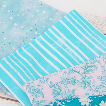 Threadart Exclusive 20 Fat Quarter Bundles - Teal Vintage Prints 100% Cotton Fabric - Premium 100% Cotton Quilting Fabric - No Duplicates - Full Size Fat Quarters 18"x21" - Teal
