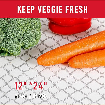 Cooyes Felt Shelf Liners for Drawer & Kitchen Cabinet, 12 Pack, 12" × 24 ", Non Slip Fridge Liners Machine Washable, Breathable Refrigerator Mats for Glass Shelves, Keep Produce Fresh Longer