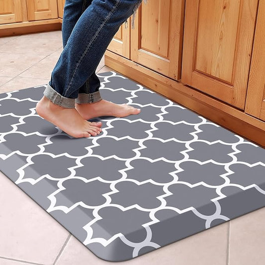 WISELIFE Anti Fatigue Floor Mat - 4/5 Inch Thick Kitchen Mat Non Slip Waterproof Heavy Duty Ergonomic Comfort Mat Durable for Home, Office, Sink, Laundry,(20" x 32", Grey)