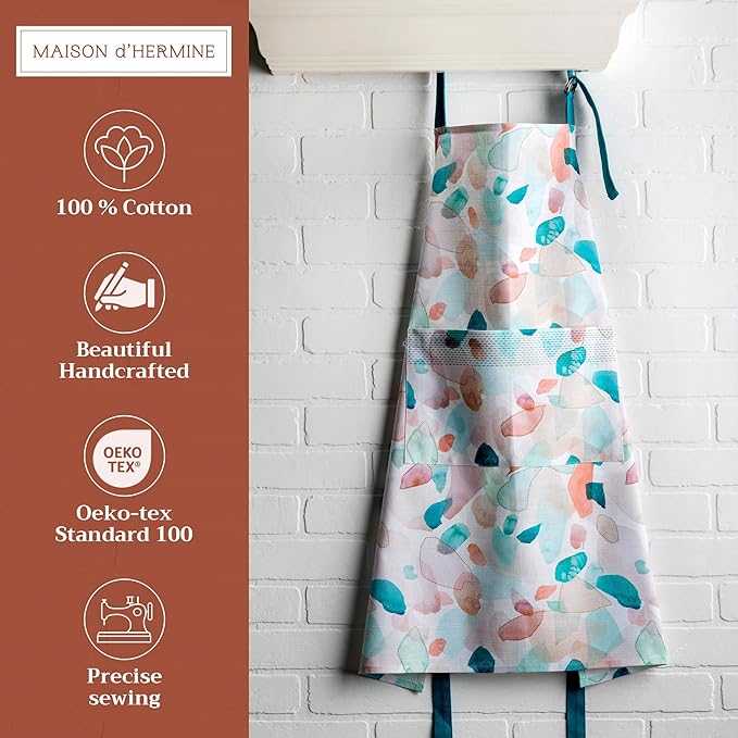 Maison d' Hermine 100% Cotton Apron for women with Pocket Kitchen Chef Apron for Men Cooking Spring Summer