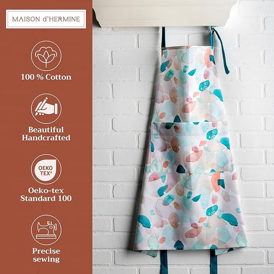 Maison d' Hermine 100% Cotton Apron for women with Pocket Kitchen Chef Apron for Men Cooking Spring Summer