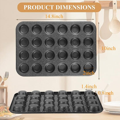 Walooza Muffin Cupcake Pan, Mini Muffin Tins Nonstick 24, Muffin Top Pan and Mini Cheesecake pans, Toast Oven Baking Supplies Non Stick Cake Pans Muffin Tray