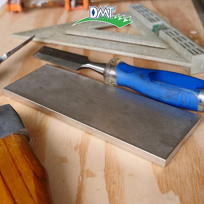 DMT D8F Dia-Sharp Bench Stone - Diamond Knife Sharpener for the Workshop, Jobsite or Kitchen - Fine - Flat Diamond Sharpening - Non-Slip Knife Sharpener- Made in the USA - 8 x 3 x 0.38 Inches
