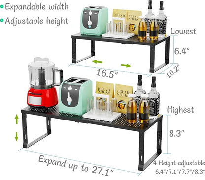 Jojocross Adjustable Expanable Stackable Spice Rack Shelf Pantry Storage Organizer for Kitchen Cabinet,Countertop,Bathroom and More.Space is no Longer Limited(1Pack/Black/Large)