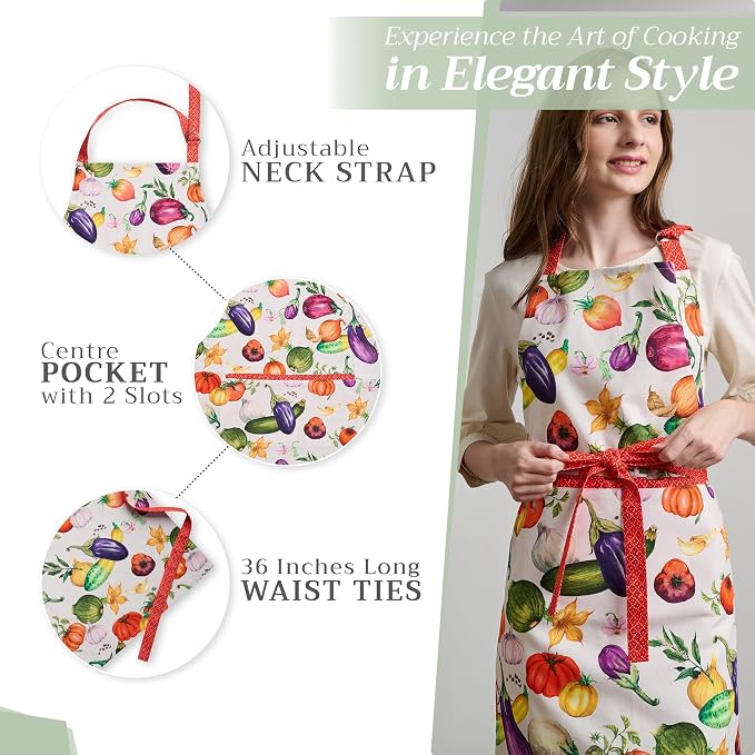 Maison d' Hermine 100% Cotton Apron for women with Pocket Kitchen Chef Apron for Men Cooking Spring Summer