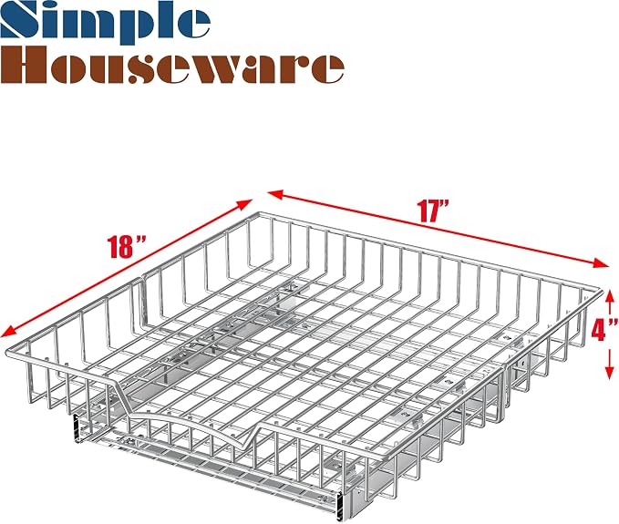 Simple Houseware Under Cabinet Pull Out Sliding Shelf Drawer Organizer, 18" D x 17" W