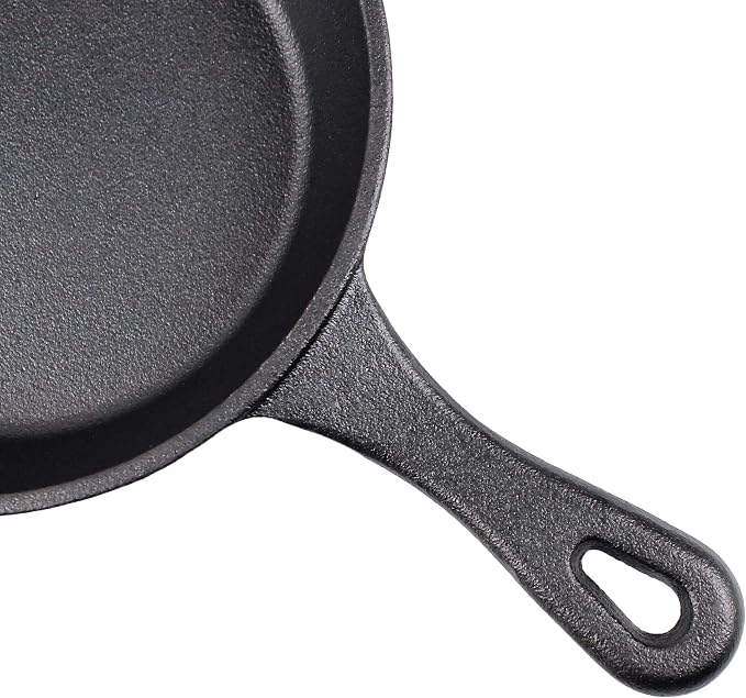 6" Cast Iron Skillet Set of 2 (Pre-Seasoned) with 2 Silicon Hot Handle Holder Grips