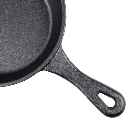 6" Cast Iron Skillet Set of 2 (Pre-Seasoned) with 2 Silicon Hot Handle Holder Grips