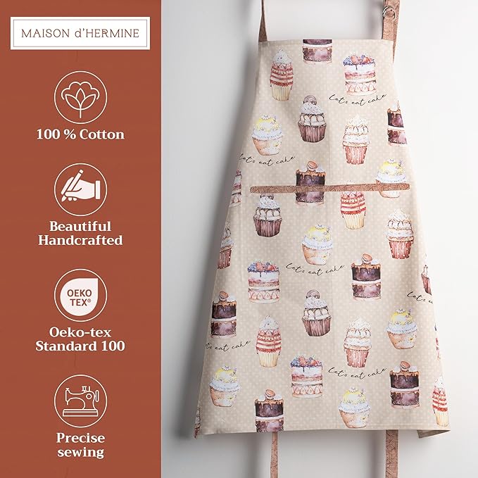 Maison d' Hermine 100% Cotton Apron for women with Pocket Kitchen Chef Apron for Men Cooking Spring Summer