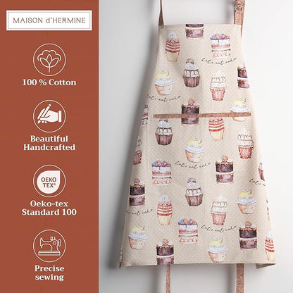 Maison d' Hermine 100% Cotton Apron for women with Pocket Kitchen Chef Apron for Men Cooking Spring Summer