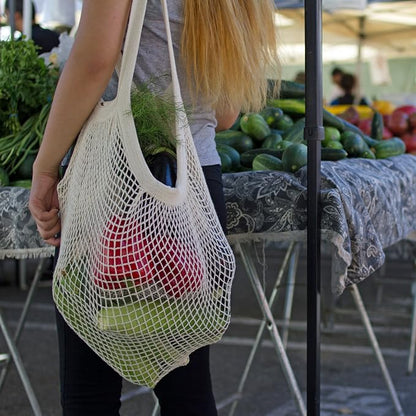 Simple Ecology Reusable Farmers Market Shopping 6 Bag Gift or Starter Set, Durable, Organic Cotton and Jute, Natural with Brown