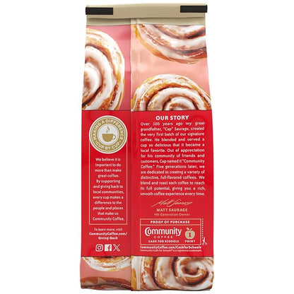 Community Coffee Cinnamon Roll Flavored Ground Coffee, Naturally Flavored, 11 Ounce (Pack of 1)