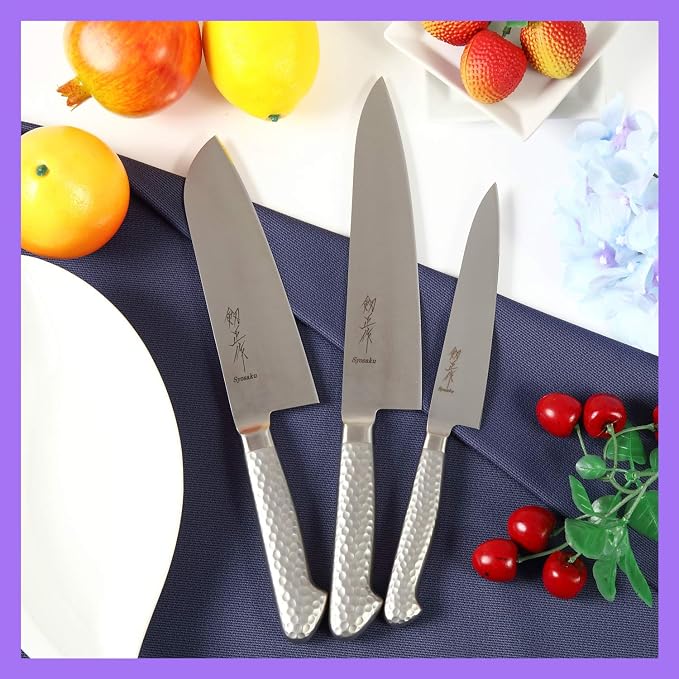 Japanese Multi Purpose Chef Knife INOX AUS-8A Stainless Steel Integrated Handle, Santoku 7-inch (180mm)