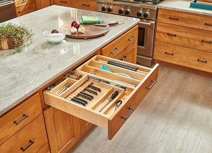 Rev-A-Shelf Maple Two-Tier Combination Replacement Drawer System w/BLUM Soft-Close for Face Frame Base Kitchen Cabinets, Kitchen Drawer Organizer, Min Opening Width of 27", 4WTCD-30HSC-1