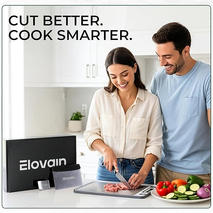 Stainless Steel Cutting Board with Built-In Knife Sharpener, 3-Piece Set, Double-Sided 304 Food-Grade Steel & Wheat Straw, Large Board for Meat & Vegetables, Dishwasher Safe, 15x10 Inch, Food Safe