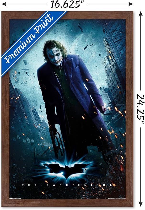 Trends International DC Comics Movie - The Dark Knight - The Joker - One Sheet Wall Poster, 14.725" x 22.375", Mahogany Framed Version