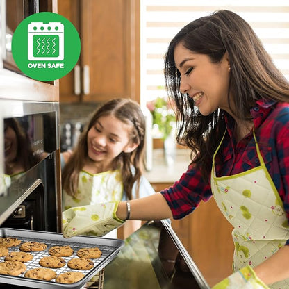 NutriChef Aluminum Baking Sheet w/ Cooling Rack - Thick & Durable Cookie Sheet Tray for Baking Pastries, Cookies, Bacon, & More - PFOS, PTFE, PFOA FREE, Dishwasher Safe (13" x 10")