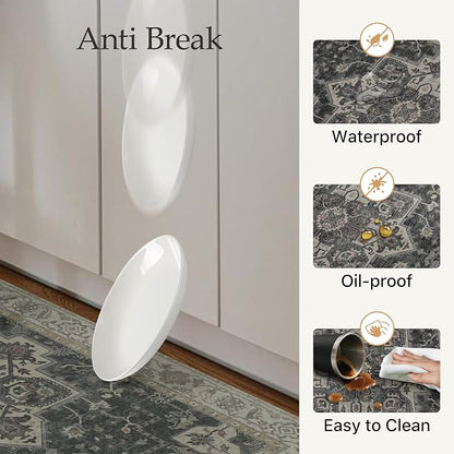 GENIMO Kitchen Mats for Floor 2PCs, Washable Anti Fatigue Mat for Cushioned, 17.3"x47"+17.3"x30", Waterproof Kitchen Rugs, Non Slip Comfort Standing Mat Rug for Home, Sink, Laundry, Midnight Gold