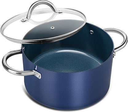 MICHELANGELO 6 Qt Ceramic Nonstick Stock Pot with Lid, Induction Ready | Ceramic nonstick coating | Stainless steel construction | Stay-cool handles | Ideal for soups, pasta, stews and family meals