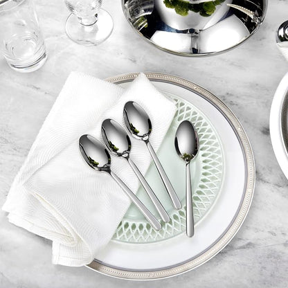 KEAWELL Premium Aline 8-Piece 6.4 inch Spoon Set – 18/10 Stainless Steel Silverware with Mirror Polish, Dishwasher Safe for Table Setting and Entertaining (8, Teaspoons)