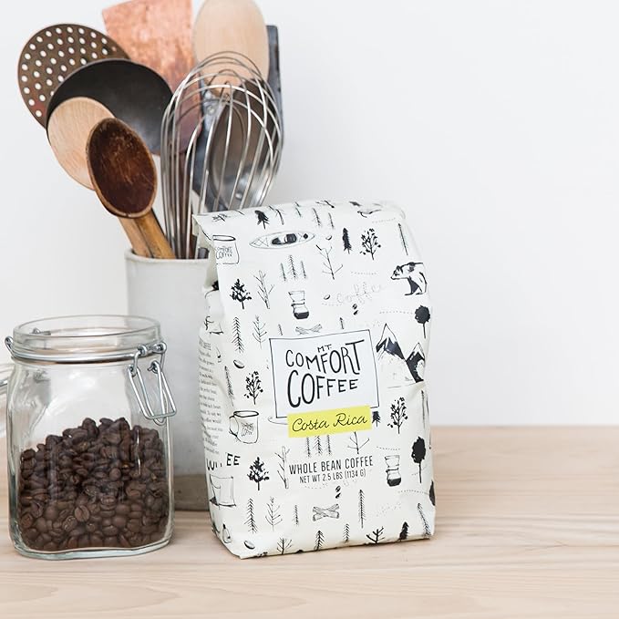 Mt. Comfort Coffee Costa Rica Medium Roast, 2.5lb - Sourced From Local, Costa Rican Coffee Farms - Roasted Whole Bean