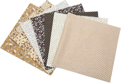 7 pcs 20" x 20" Cotton Fabric DIY Making Supplies Quilting Patchwork Fabric Fat Quarter Bundles DIY for Quilting Cotton Patchwork Cushions (Brown, 20" x 20")