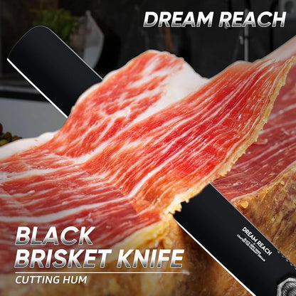 Dream Reach Brisket Carving Knife - Professional Ham Slicing Knife with Full Tang Handle for Kitchen BBQ Birthday Mother Father Gift Idea