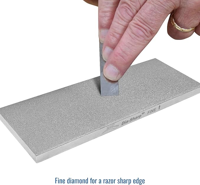 DMT D8F Dia-Sharp Bench Stone - Diamond Knife Sharpener for the Workshop, Jobsite or Kitchen - Fine - Flat Diamond Sharpening - Non-Slip Knife Sharpener- Made in the USA - 8 x 3 x 0.38 Inches