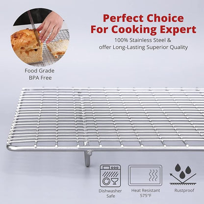 Prestige Baking Cooling Rack 11.5 x 16.5 in Cookware. Air Frying, Baking & Cooking. BPA free, food grade & thick. 100% stainless steel. Chef, professional cook approved.