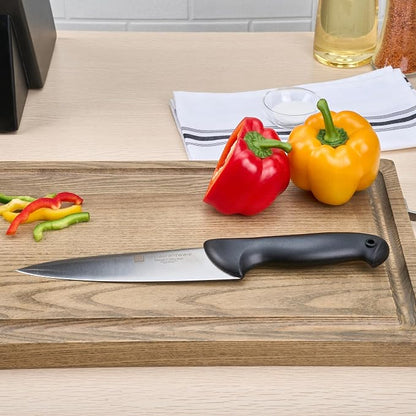 Restaurantware Sensei 8 Inch Chef Knife 1 With Colored Coded Pins Kitchen Knife - High-Carbon Stain-Resistant Black German Steel Meat Knife Ergonomic Handle