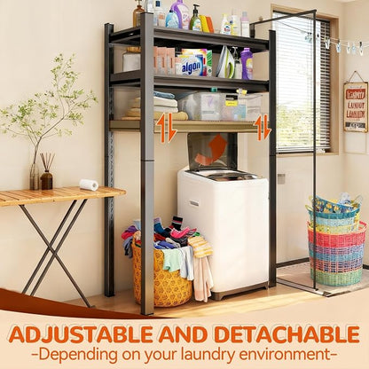 Over The Washer and Dryer Storage Shelf, Height-Adjustable 5-Tier Metal Organizer Rack for Washer Dryer, Space Saving Laundry Room Organizer Rack, (63" Hx 39" W x20 D)
