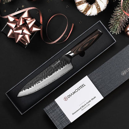 8 Inch Japanese Chef Knife, 3-Layer 9CR18MOV High Carbon Stainless Steel Gyuto Knife with Pakkawood Handle, Professional Kitchen Knife in Premium Gift Box