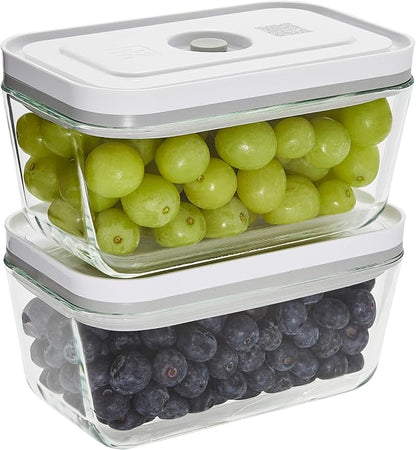 ZWILLING Fresh & Save 2-Piece Medium Glass Vacuum Sealer Food Storage Container with Airtight Lids