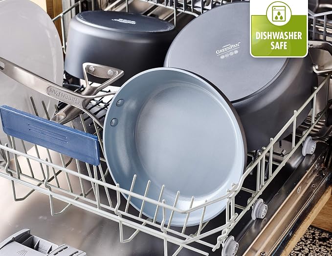 GreenPan Paris Pro Hard Anodized Healthy Ceramic Nonstick, 11 Piece Cookware Pots and Pans Set with Stainless Steel Lids, PFAS-Free, Dishwasher Safe, Grey