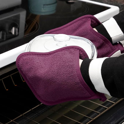 RITZ Terry Pocket Mitt & Hot Pad: Unparalleled Heat Resistant, Durable 100% Cotton – Ergonomically Designed for Optimal Grip – Easy-Care Machine Washable – 4-Pack, Beet