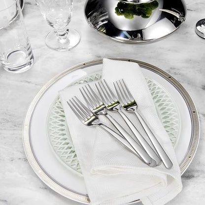 KEAWELL Premium Aline 4-Piece 7.3 inch Forks Silverware – Mirror Polished 18/10 Stainless Steel with Modern Handle and Dishwasher Safe for Formal Meals and Gifting (4, Salad Forks)