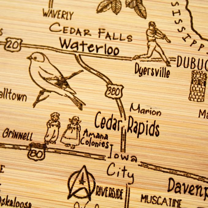 Totally Bamboo A Slice of Life Iowa State Serving and Cutting Board, 11" x 8.75"